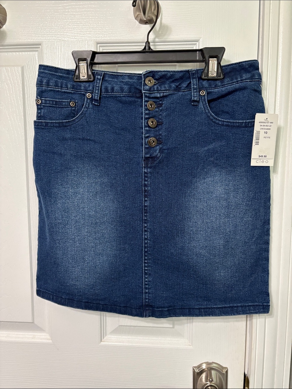 cleo Dark Blue Denim Mini Skirt - Button Front